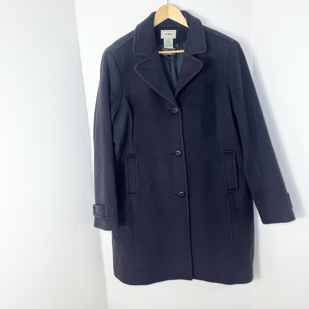 L.L. Bean Womens 100% Wool Polo Coat Size 18 Bellandi Italian Fabric Purple